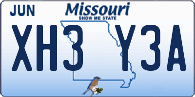 MO license plate XH3Y3A