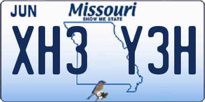 MO license plate XH3Y3H