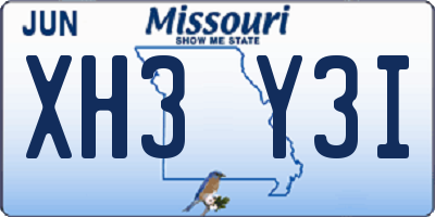 MO license plate XH3Y3I