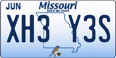 MO license plate XH3Y3S