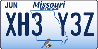 MO license plate XH3Y3Z