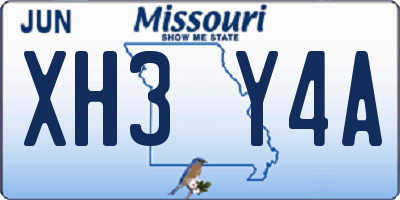 MO license plate XH3Y4A