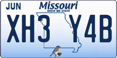 MO license plate XH3Y4B