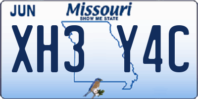 MO license plate XH3Y4C