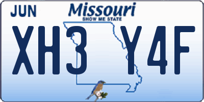 MO license plate XH3Y4F