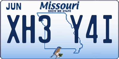 MO license plate XH3Y4I