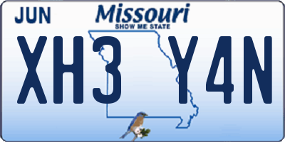 MO license plate XH3Y4N