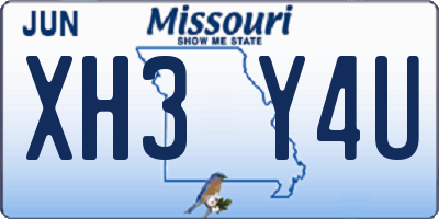 MO license plate XH3Y4U