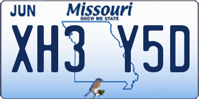 MO license plate XH3Y5D