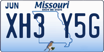 MO license plate XH3Y5G