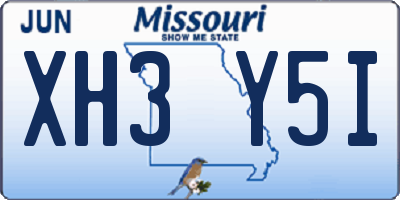 MO license plate XH3Y5I