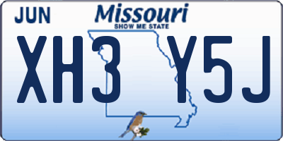 MO license plate XH3Y5J