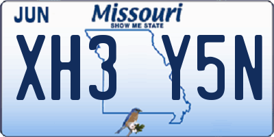 MO license plate XH3Y5N