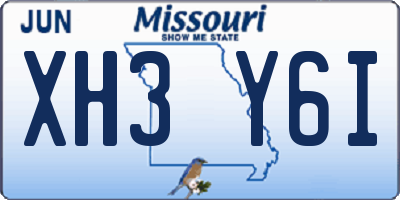 MO license plate XH3Y6I