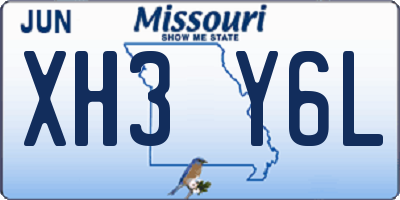 MO license plate XH3Y6L