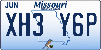 MO license plate XH3Y6P
