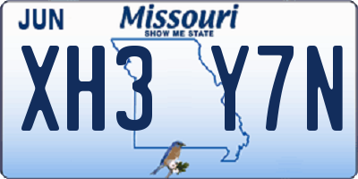 MO license plate XH3Y7N