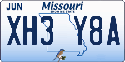 MO license plate XH3Y8A