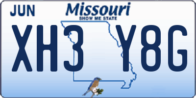 MO license plate XH3Y8G