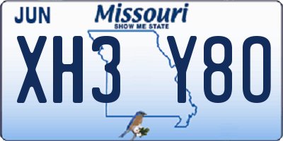 MO license plate XH3Y8O
