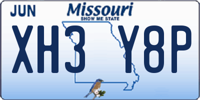 MO license plate XH3Y8P