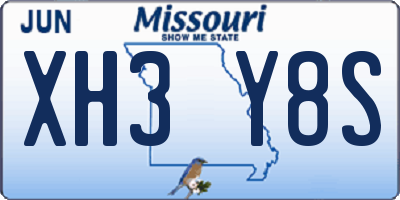 MO license plate XH3Y8S