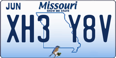 MO license plate XH3Y8V