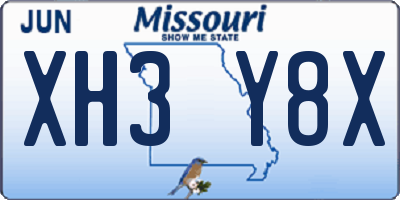 MO license plate XH3Y8X