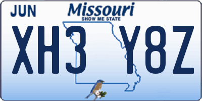 MO license plate XH3Y8Z