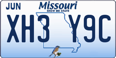MO license plate XH3Y9C