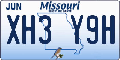 MO license plate XH3Y9H