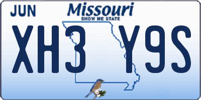 MO license plate XH3Y9S
