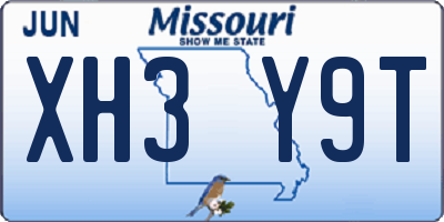 MO license plate XH3Y9T