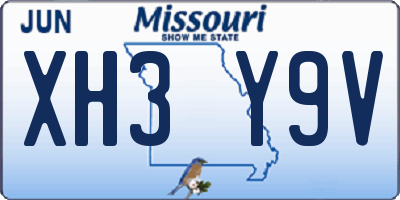 MO license plate XH3Y9V