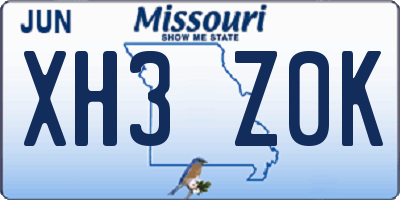MO license plate XH3Z0K