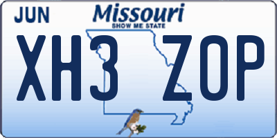 MO license plate XH3Z0P