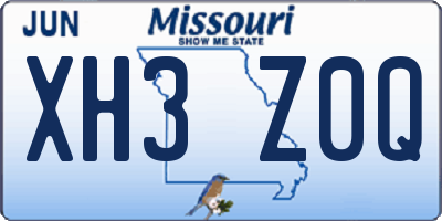 MO license plate XH3Z0Q