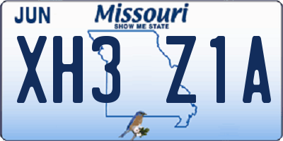 MO license plate XH3Z1A