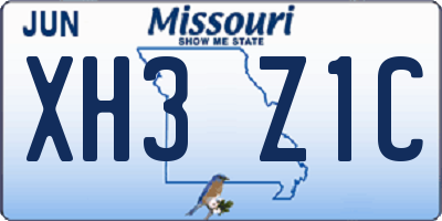 MO license plate XH3Z1C