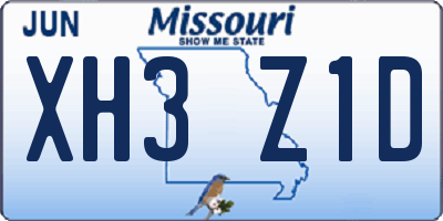 MO license plate XH3Z1D
