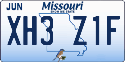 MO license plate XH3Z1F