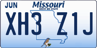 MO license plate XH3Z1J