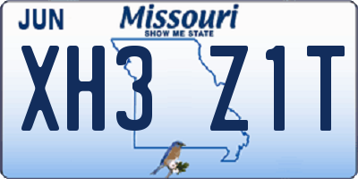 MO license plate XH3Z1T