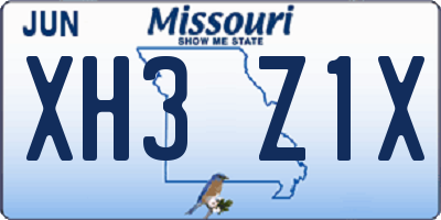 MO license plate XH3Z1X