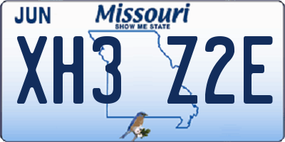 MO license plate XH3Z2E