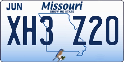 MO license plate XH3Z2O