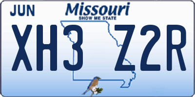 MO license plate XH3Z2R