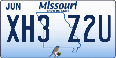 MO license plate XH3Z2U