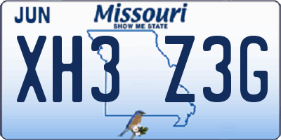 MO license plate XH3Z3G