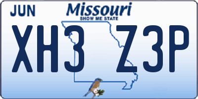 MO license plate XH3Z3P